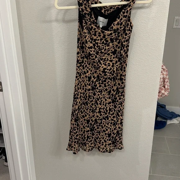 Reformation Kristine Women's Asymmetrical Neckline Leopard Print Mini - Picture 4 of 9